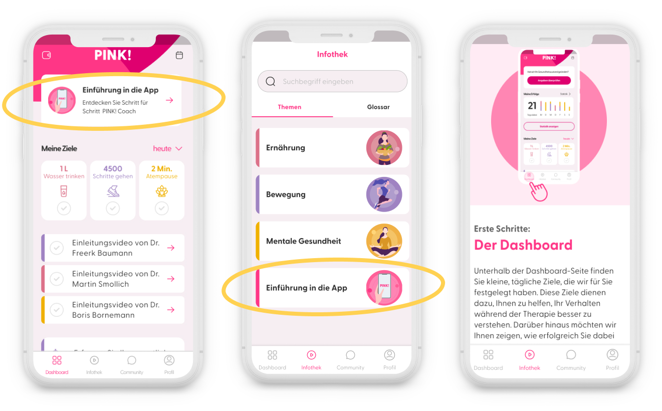 Case Study pink app in-app tutorials