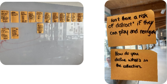 Post-its of ideas for the Tilda Design sprint