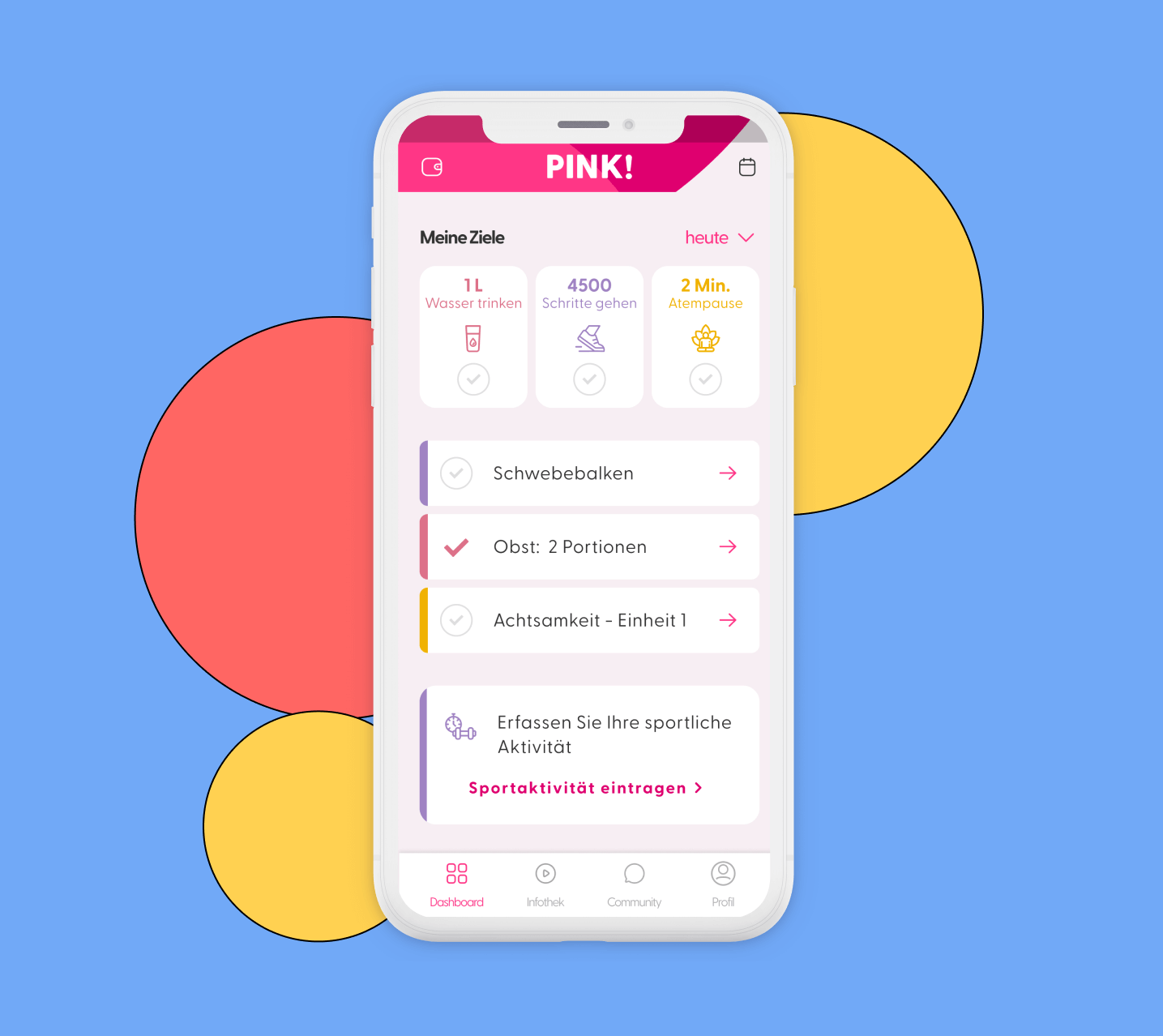 case study 1 PINK app dashboard