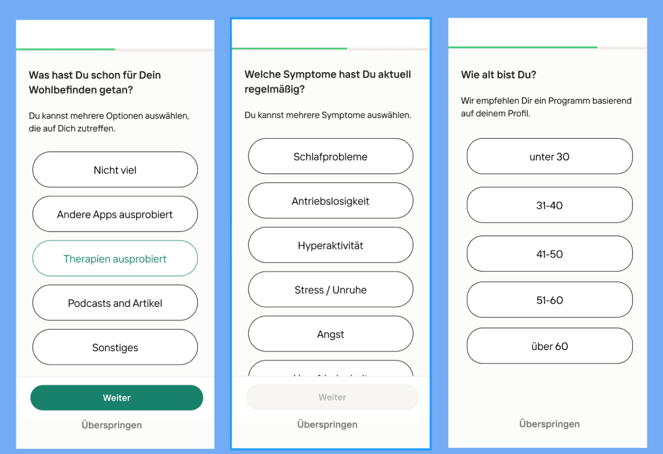 Lo-fi prototype with personalisation questions